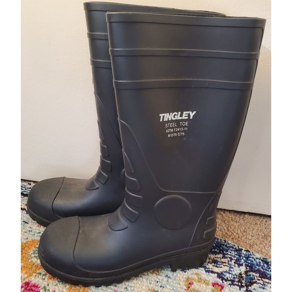 Tingley Men's Pilot Tall 15" Rubber Boots Steel Toe Black 32151 Size 7